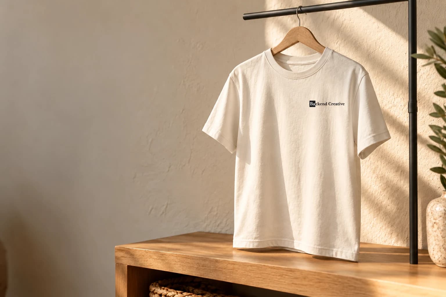 Firmen-T-Shirt mit kleinem Backend-Creative-Logo auf der linken Brust