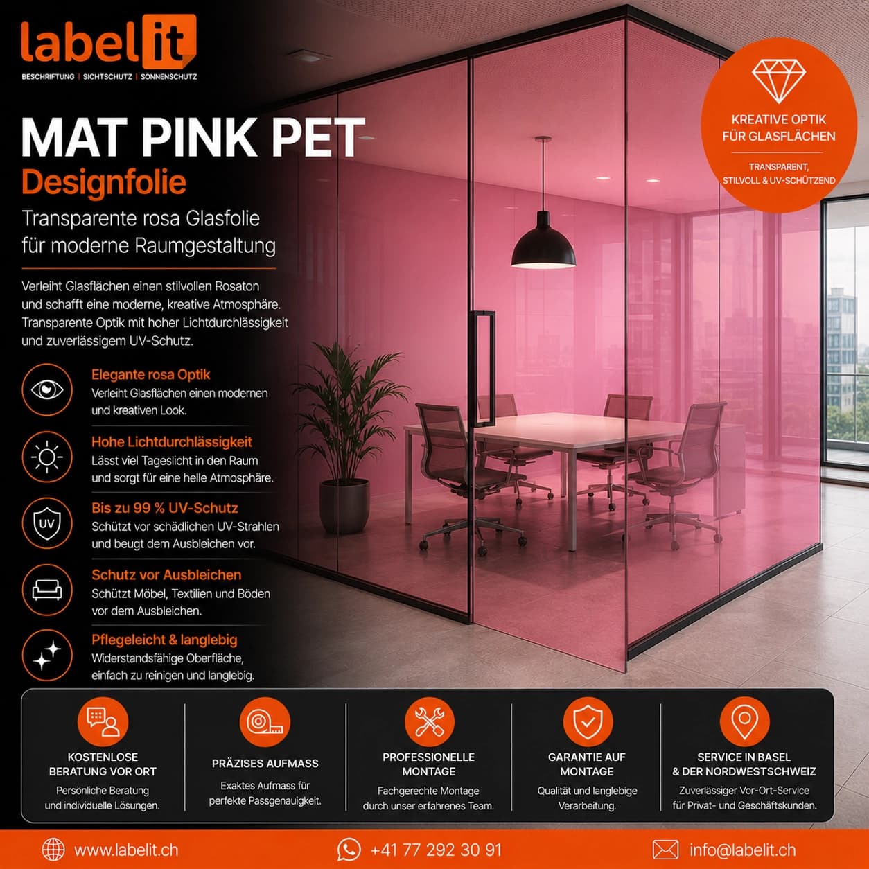 MAT PINK PET Rosa Designfolie