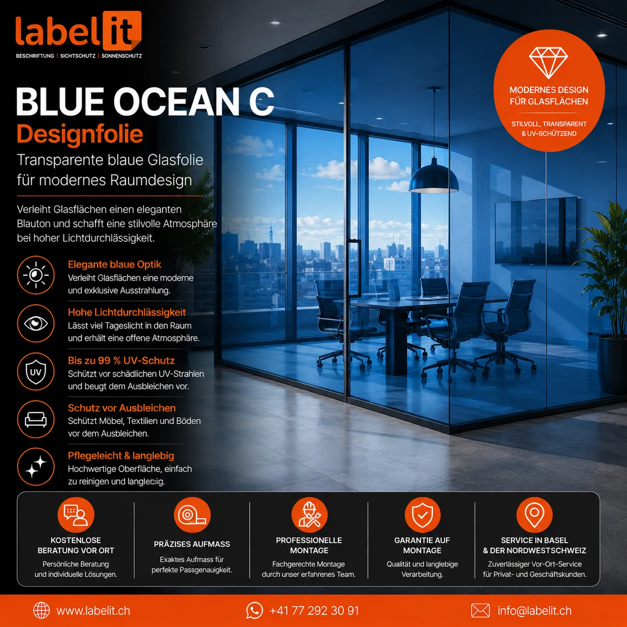 BLUE OCEAN C Blaue Designfolie